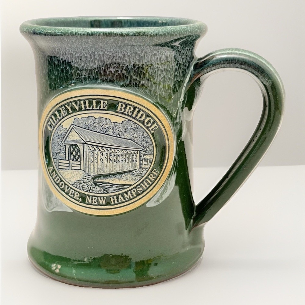 Deneen Pottery Mug Covered Bridge Country Folk USA 2012 Andover NH Cilleyville